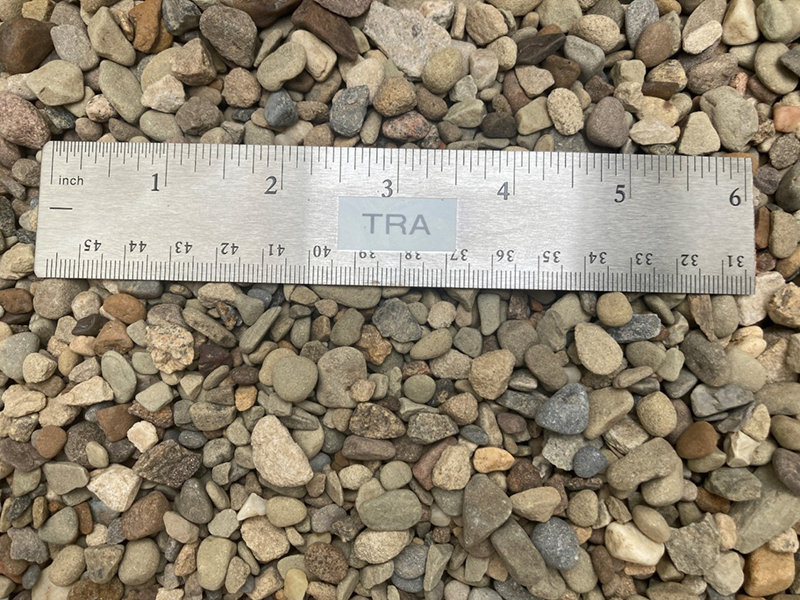 number 8 gravel showing size with a ruler